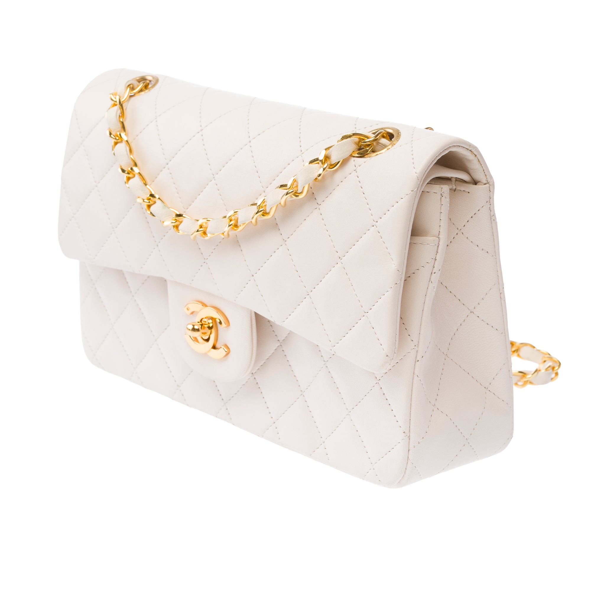 Sac CHANEL Timeless/Classique en Cuir Blanc - 103866