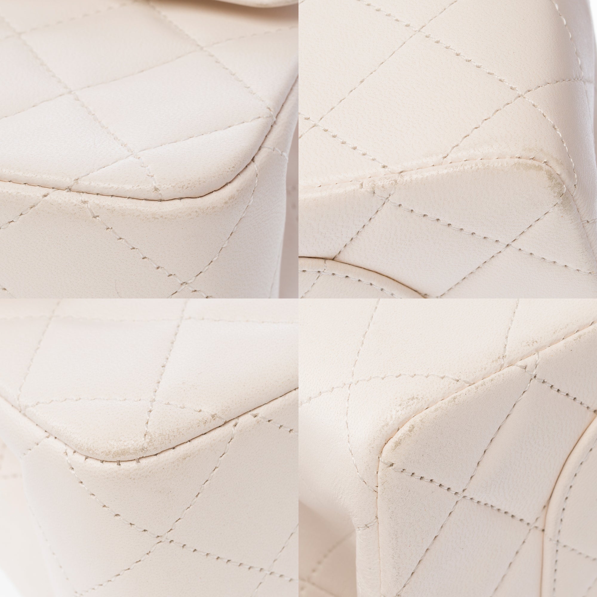 Sac CHANEL Timeless/Classique en Cuir Blanc - 103866