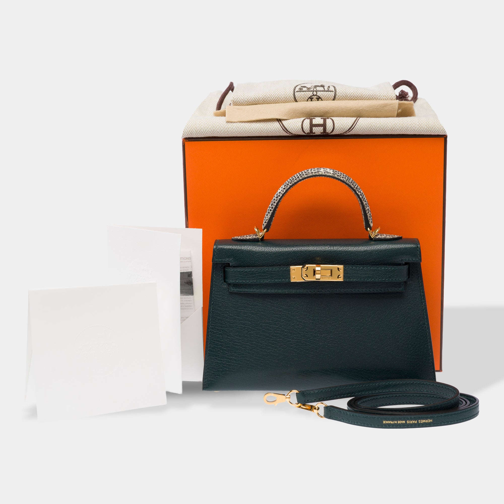Sac HERMES Kelly Mini en Cuir Vert - 103842