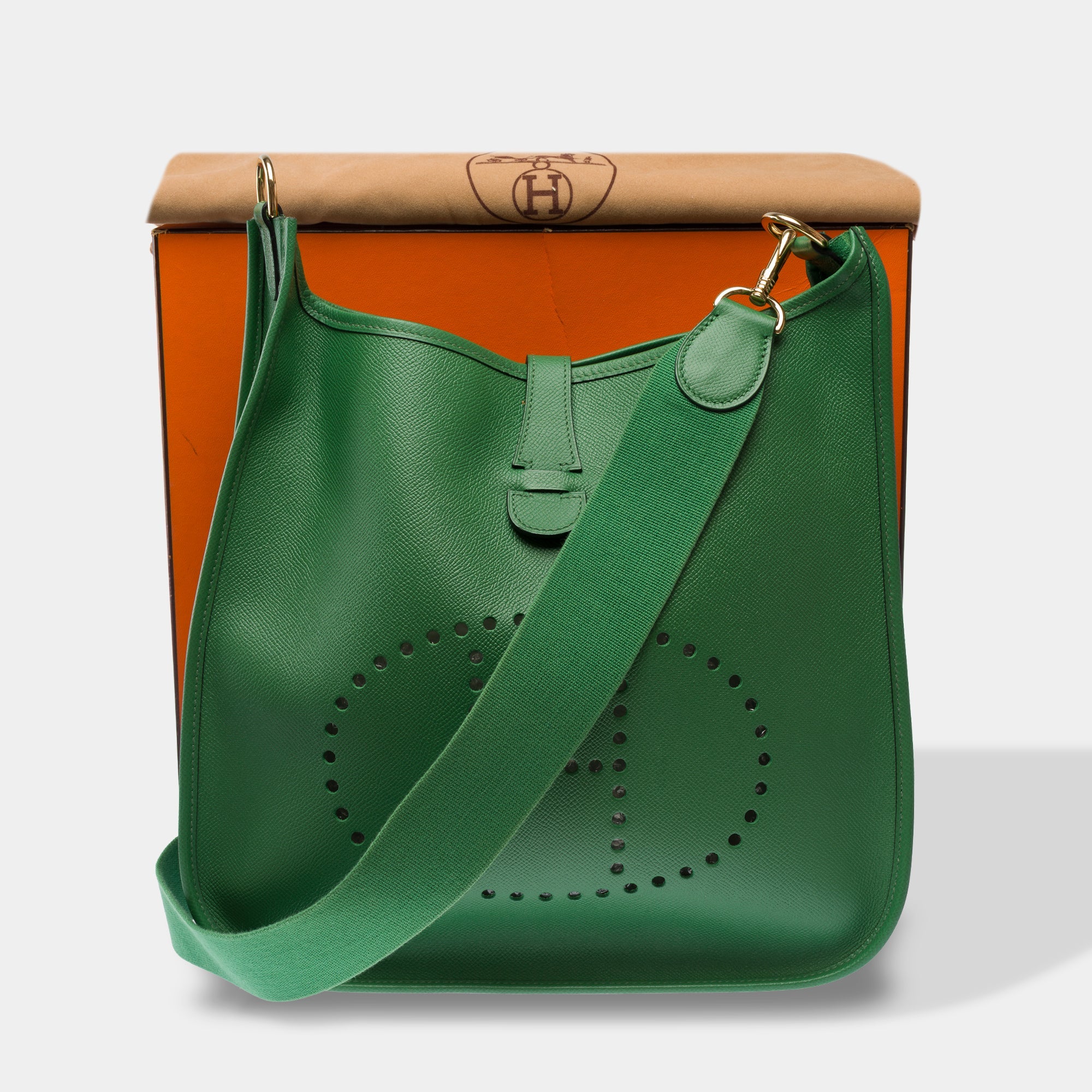 Sac HERMES Evelyne en Cuir Vert - 103861