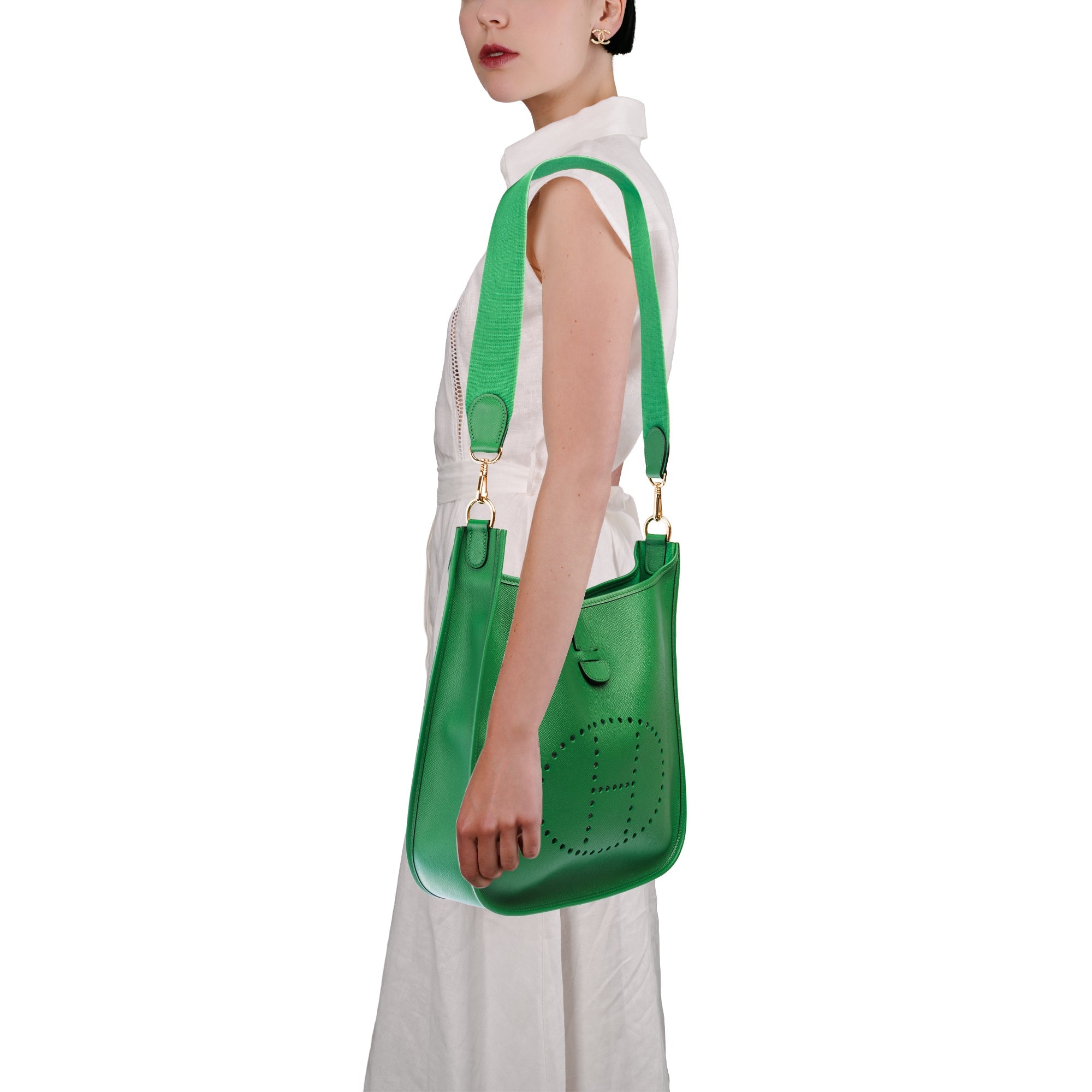 Sac HERMES Evelyne en Cuir Vert - 103861