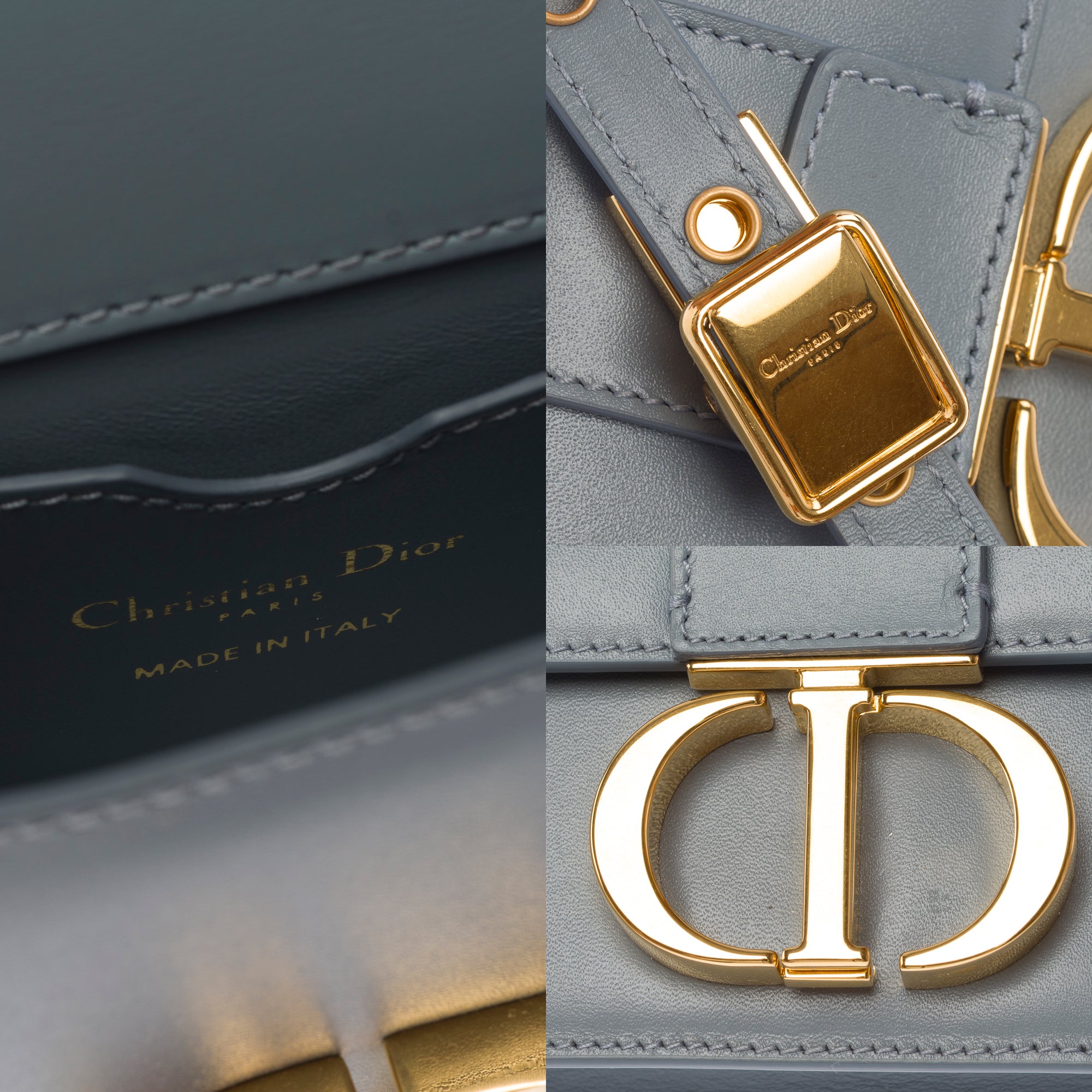 Sac DIOR 30 Montaigne en Cuir Gris - 103832