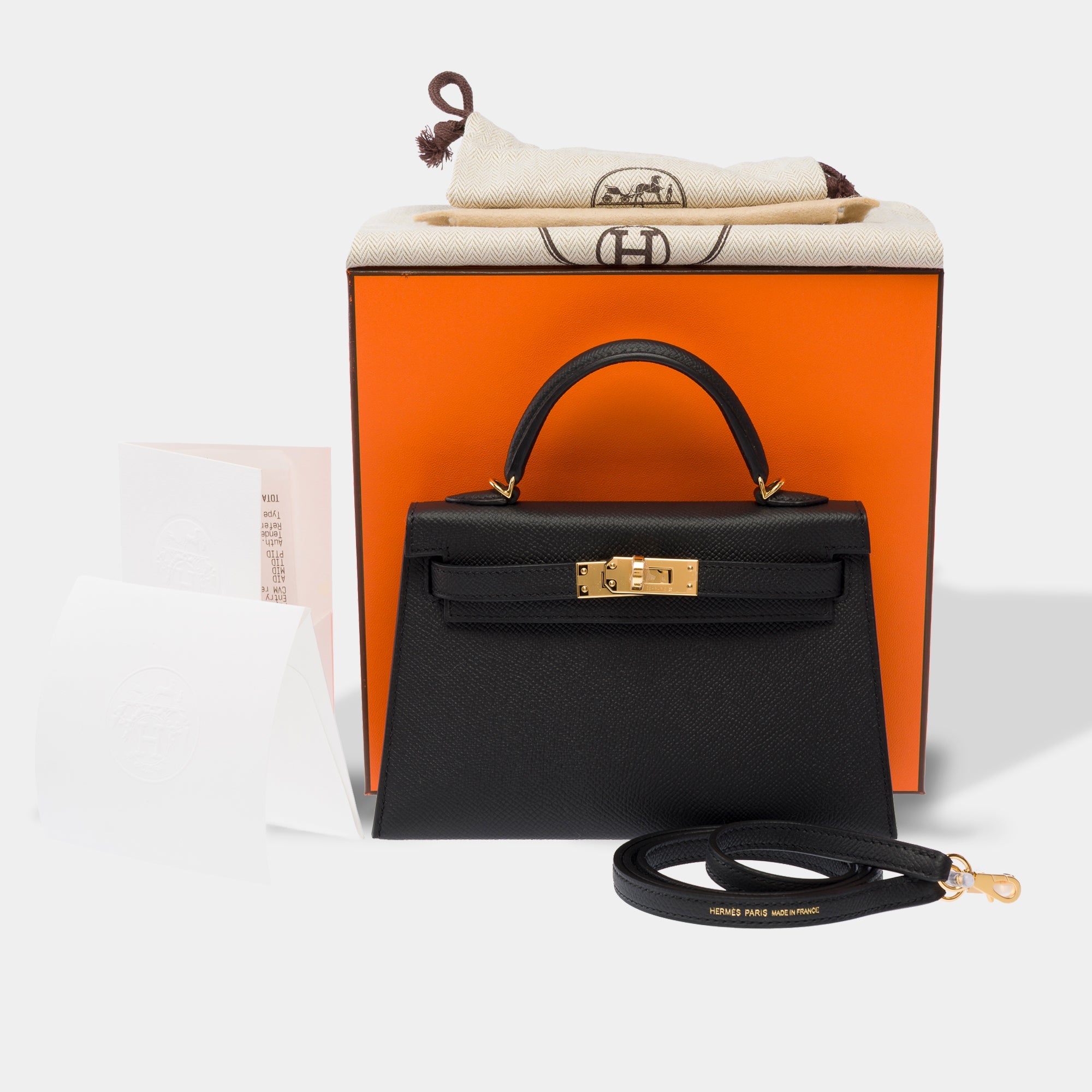 Sac HERMES Kelly Mini en Cuir Noir - 103841