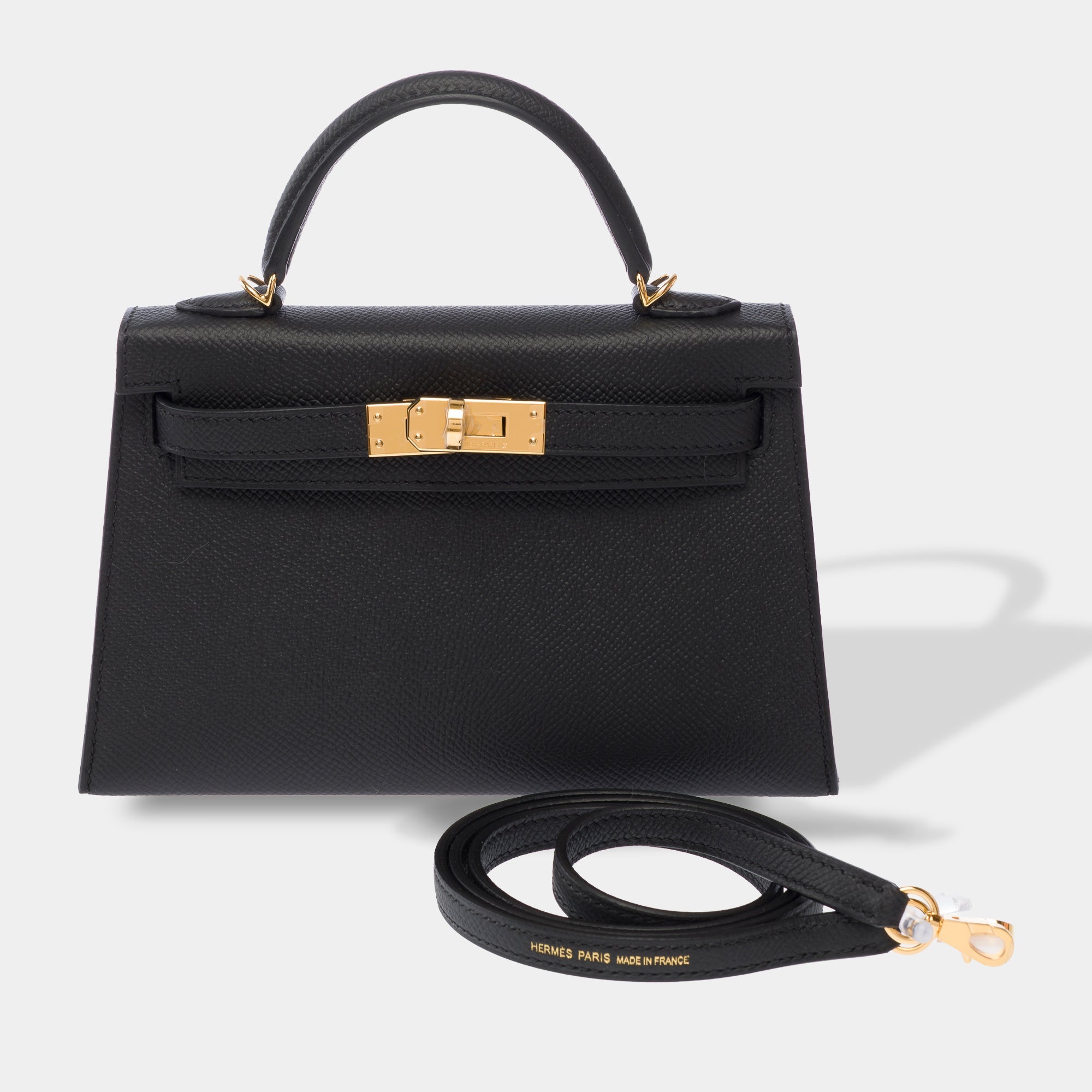 Sac HERMES Kelly Mini en Cuir Noir - 103841