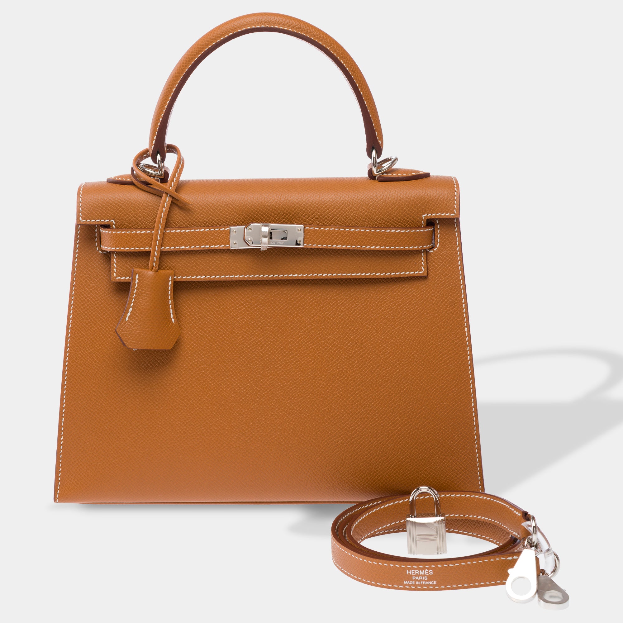 Sac HERMES Kelly 25 en Cuir Doré - 103843