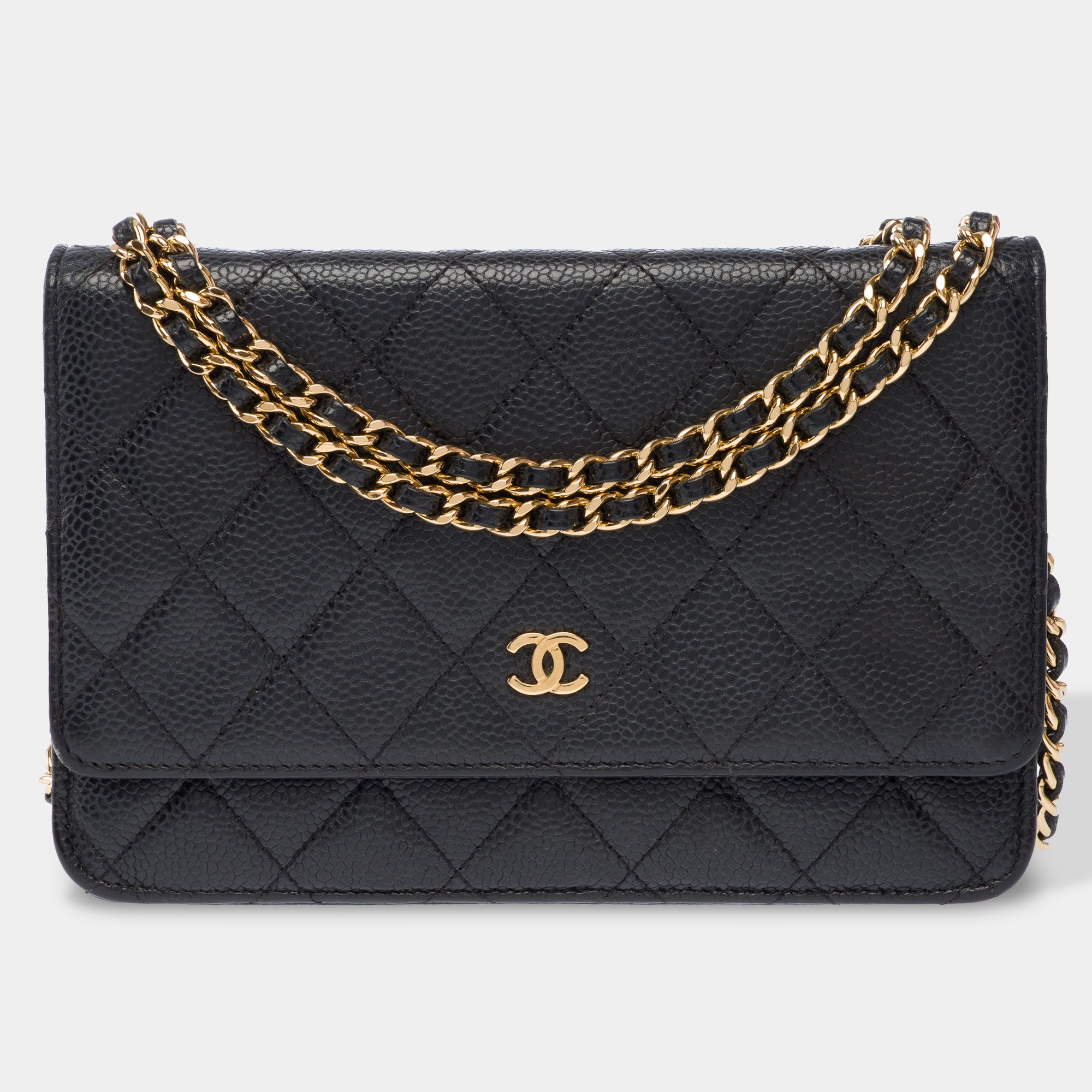 Sac CHANEL Wallet on Chain en Cuir Noir - 103855