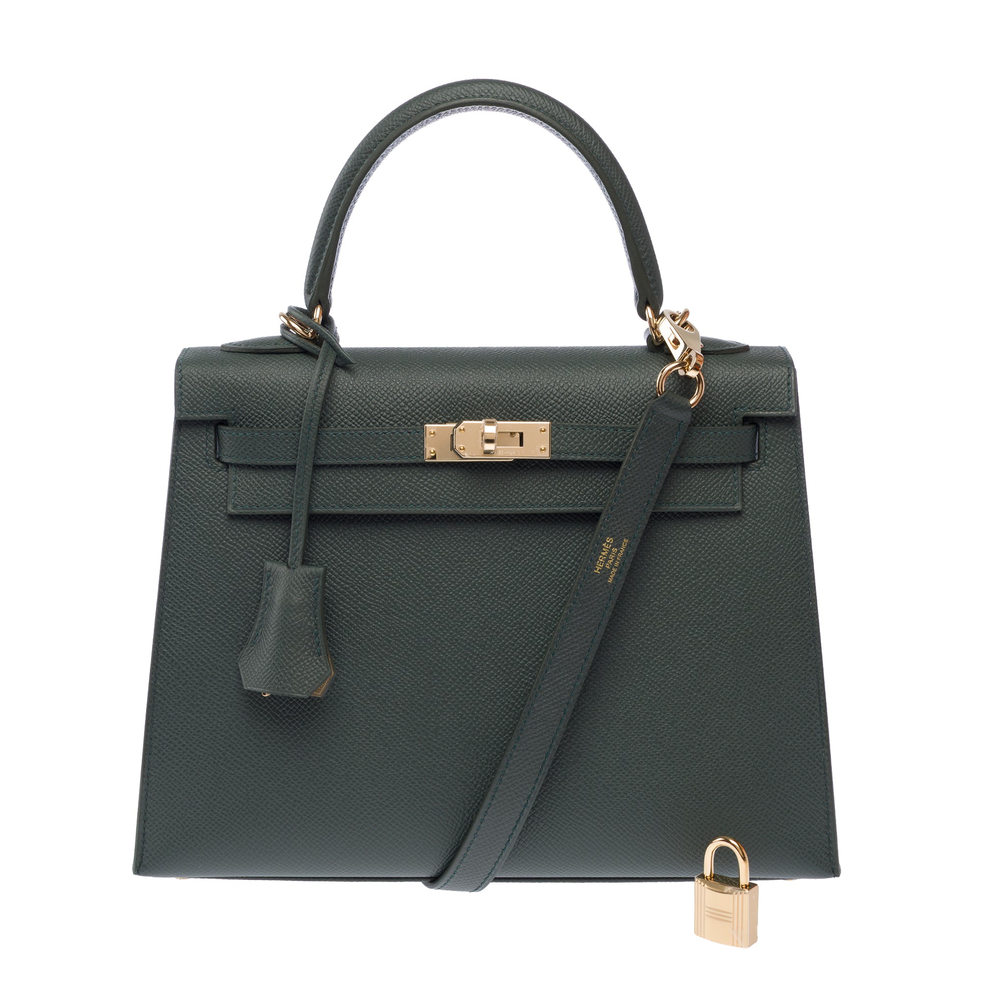 Sac HERMES Kelly 25 en Cuir Vert - 103894