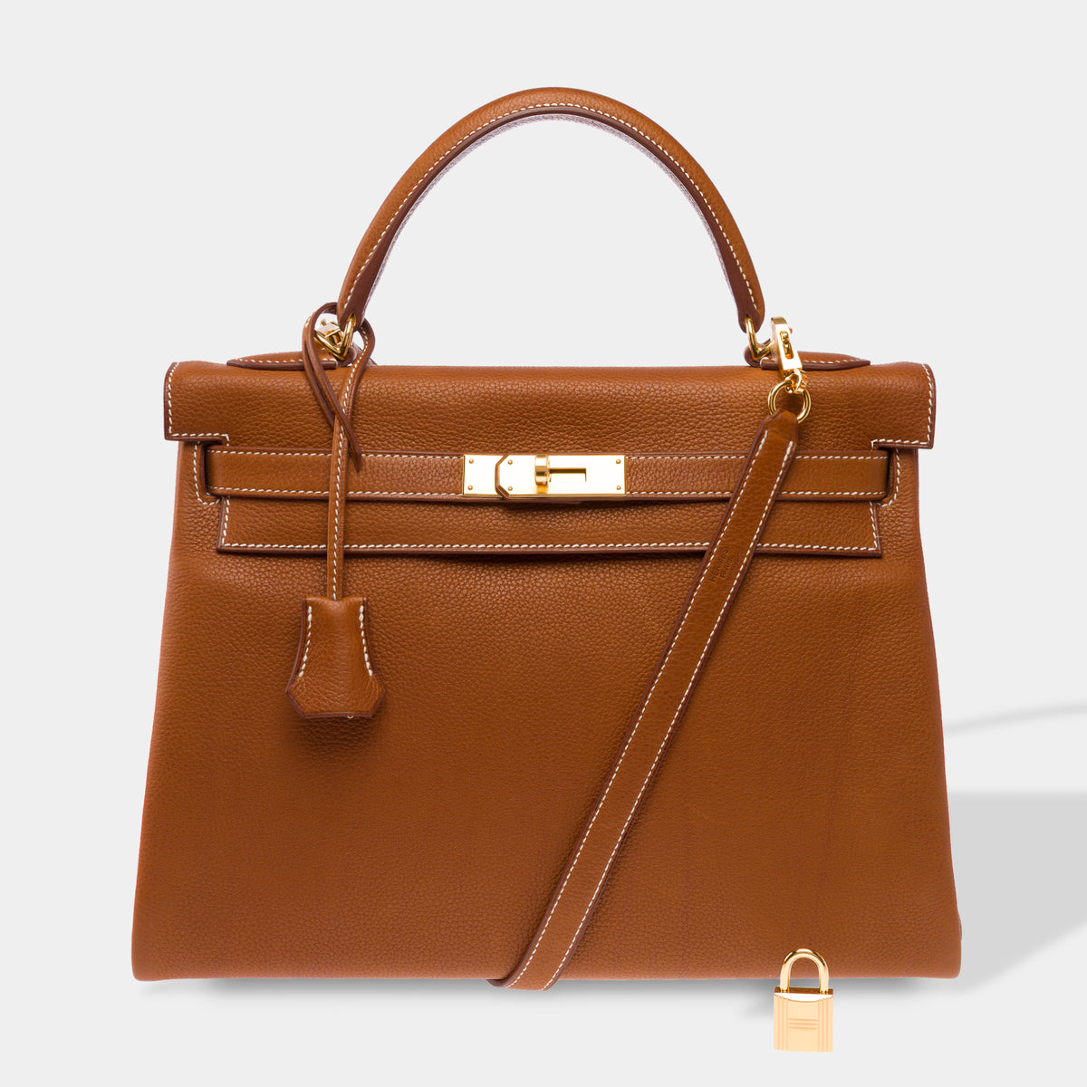 Sac HERMES Kelly 32 en Cuir Doré - 103915
