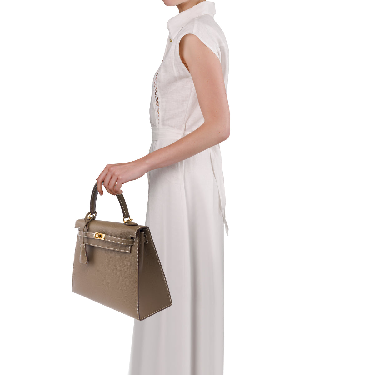 Sac HERMES Kelly 25 en Cuir Étoupe - 103939