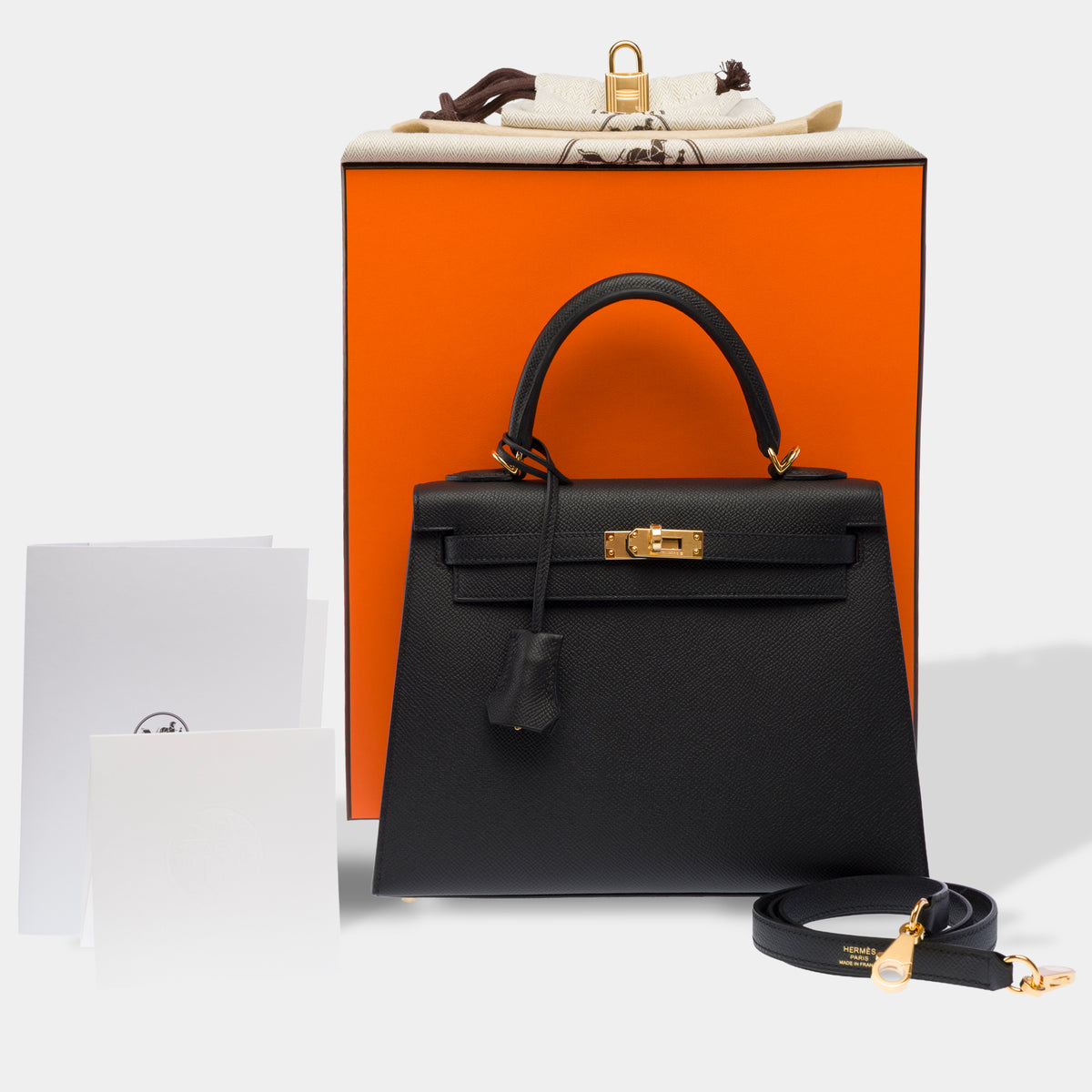 Sac HERMES Kelly 25 en Cuir Noir - 103969