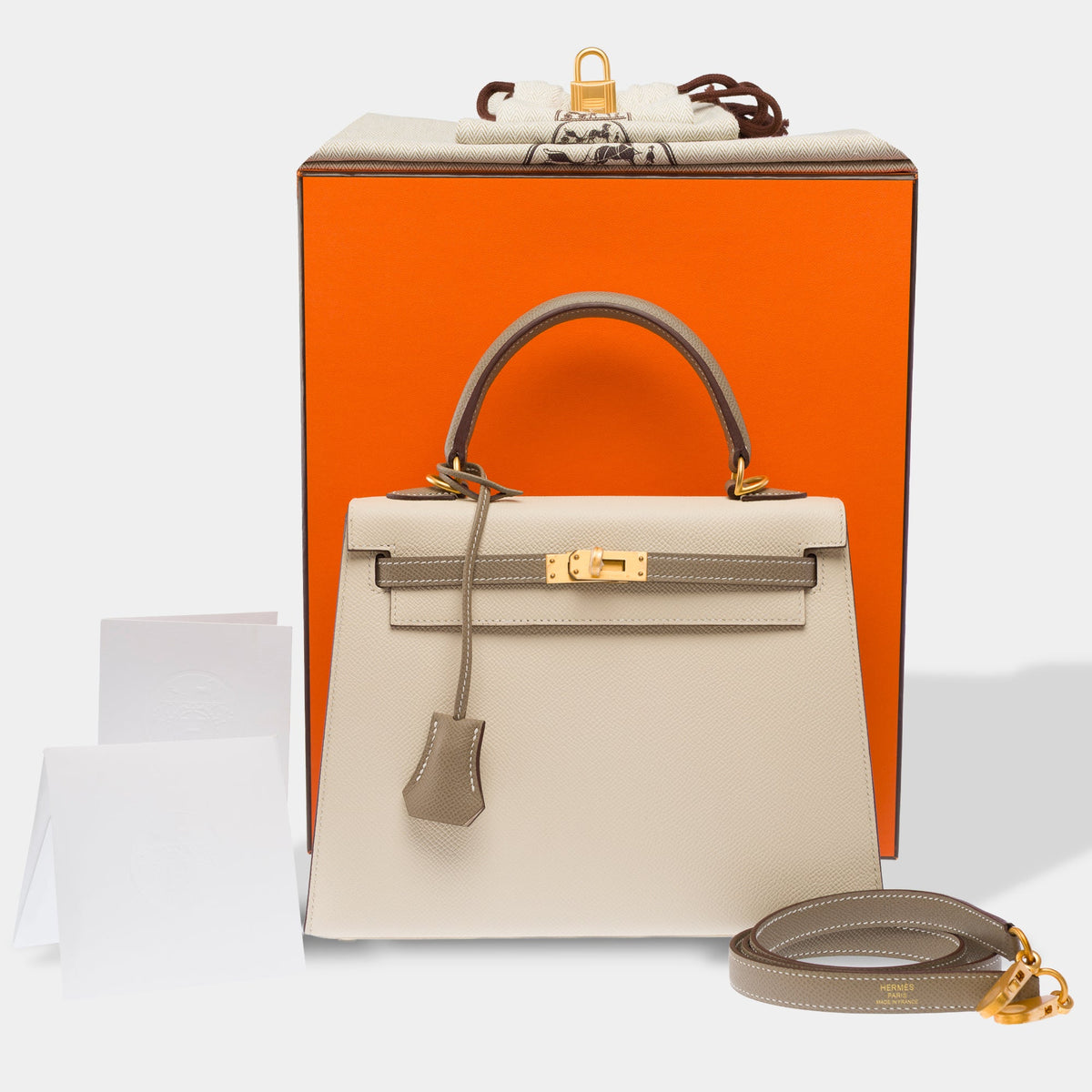 Sac HERMES Kelly 25 en Cuir Blanc - 103938