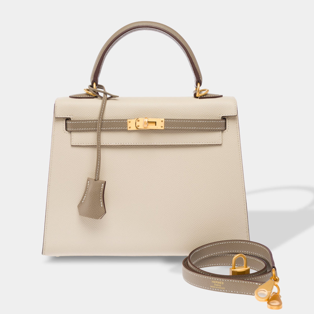 Sac HERMES Kelly 25 en Cuir Blanc - 103938