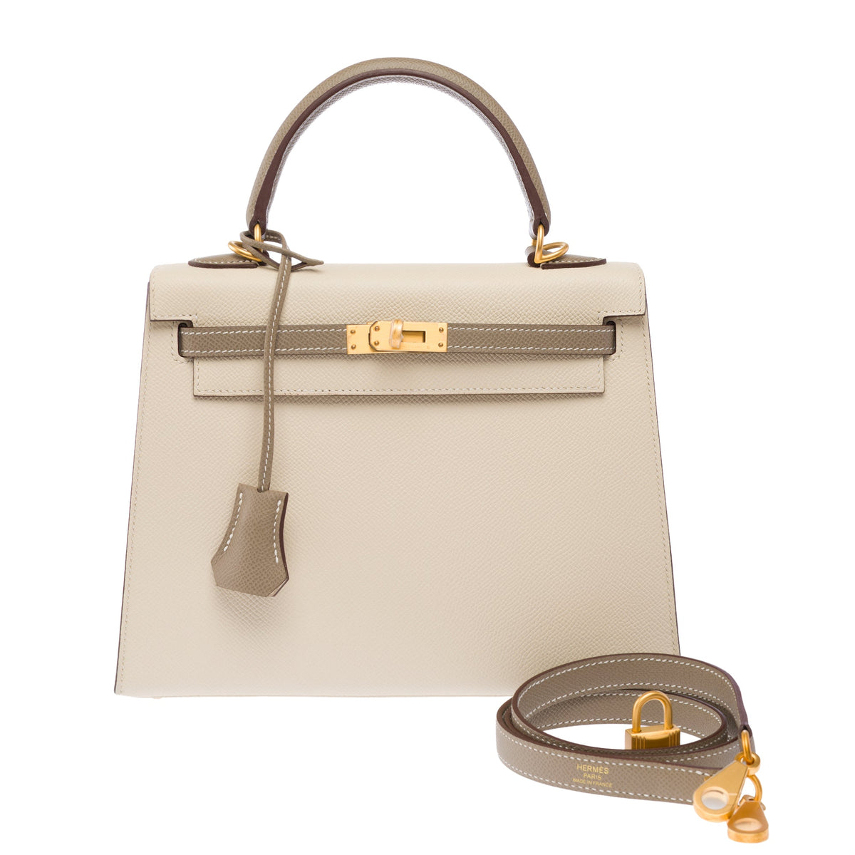 Sac HERMES Kelly 25 en Cuir Blanc - 103938