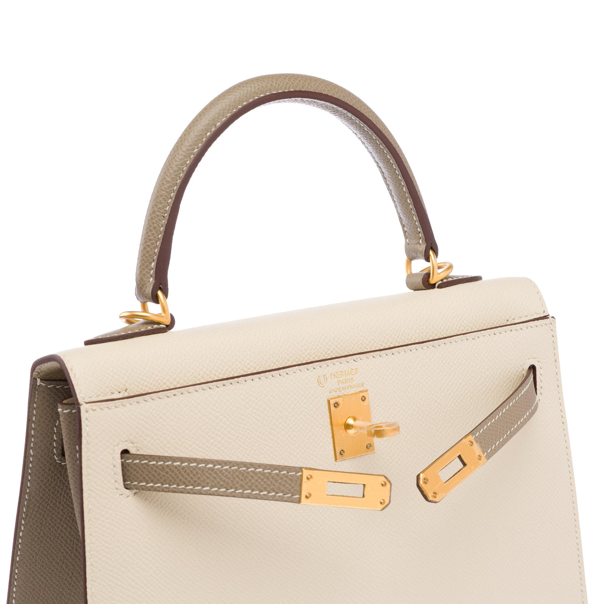 Sac HERMES Kelly 25 en Cuir Blanc - 103938