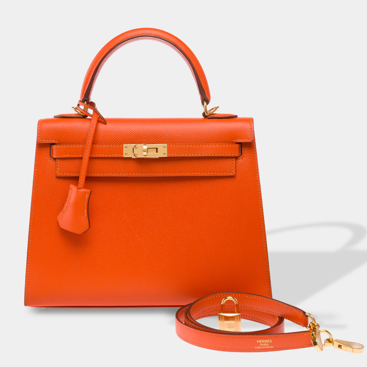 Sac HERMES Kelly 25 en Cuir Orange - 103948
