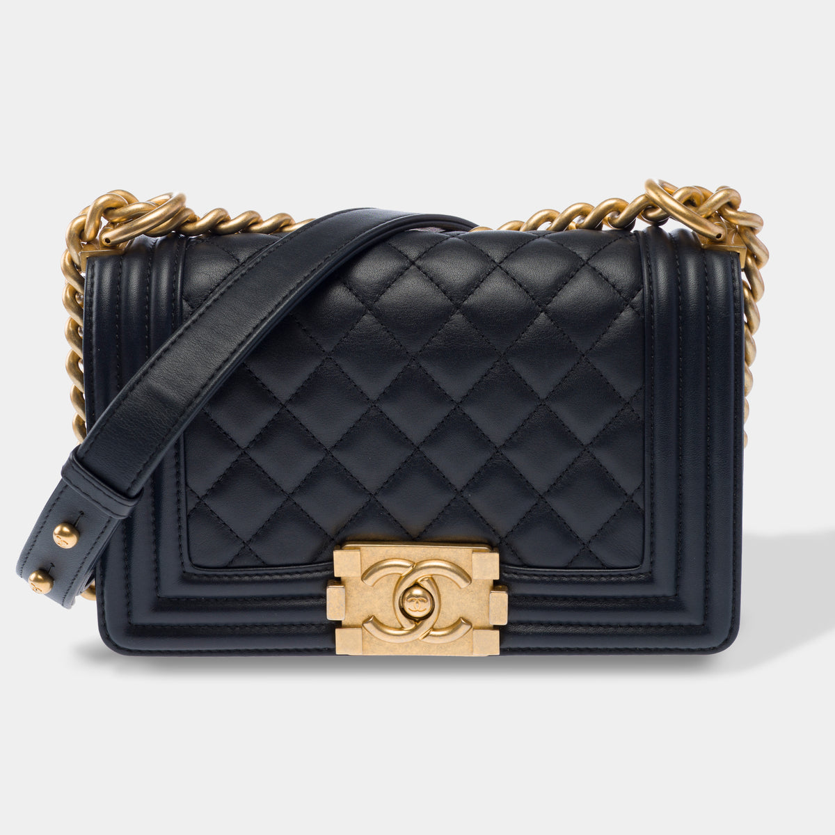 Sac CHANEL Boy en Cuir Bleu Marine - 103963