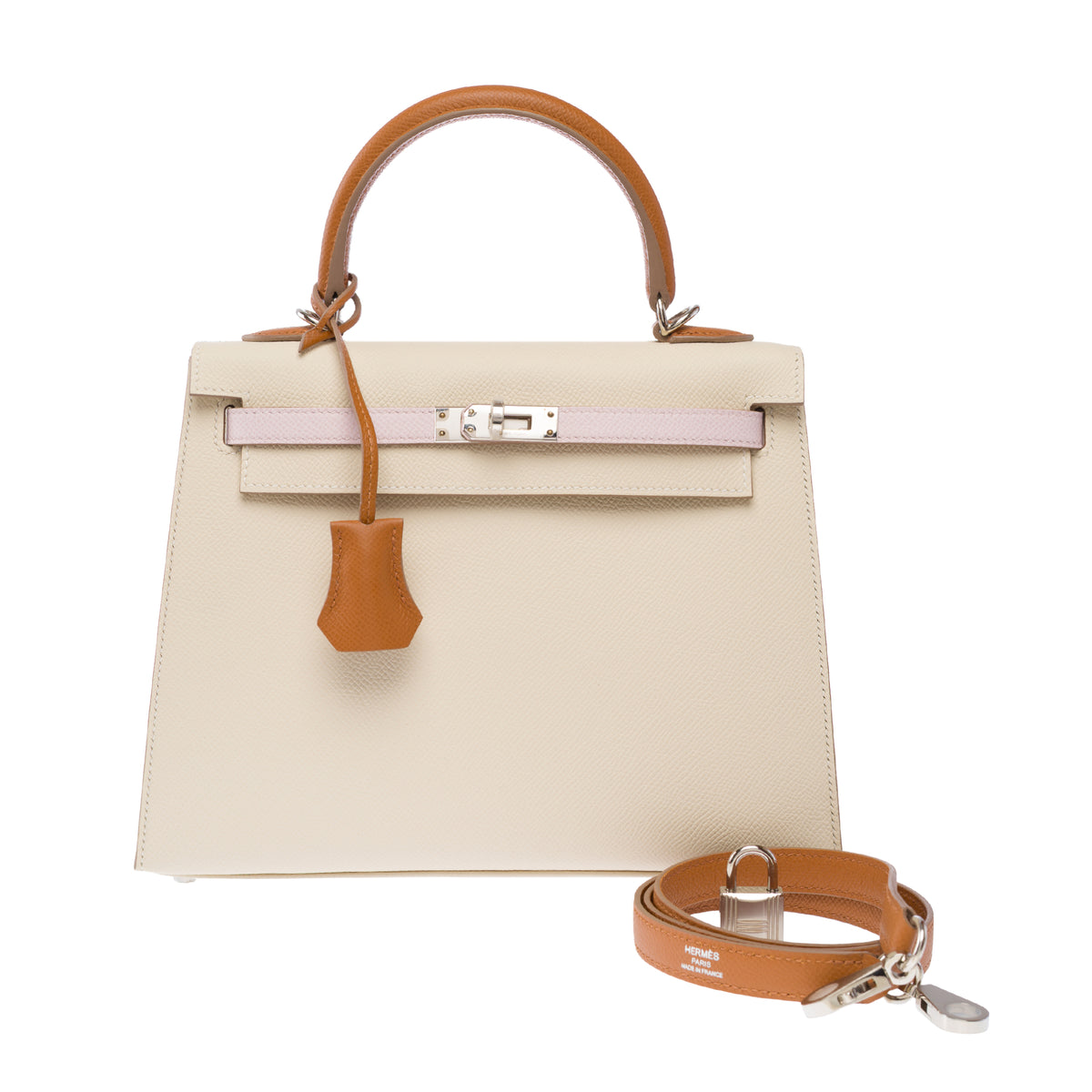 Sac HERMES Kelly 25 en Cuir Blanc - 103980