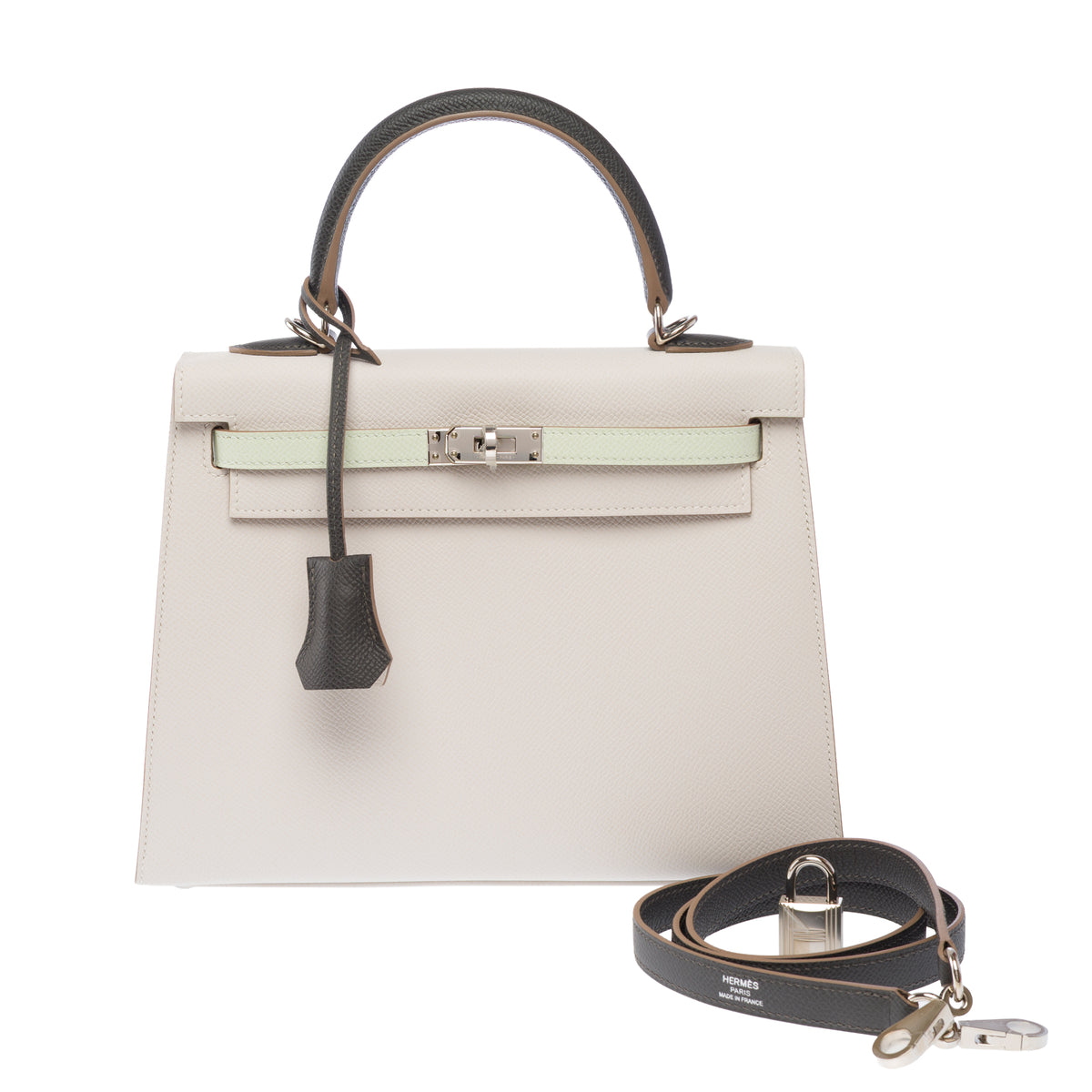 Sac HERMES Kelly 25 en Cuir Gris - 103981