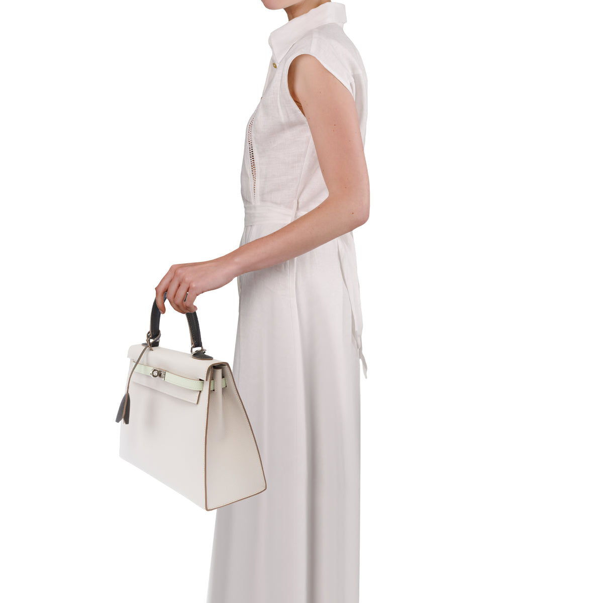 Sac HERMES Kelly 25 en Cuir Gris - 103981