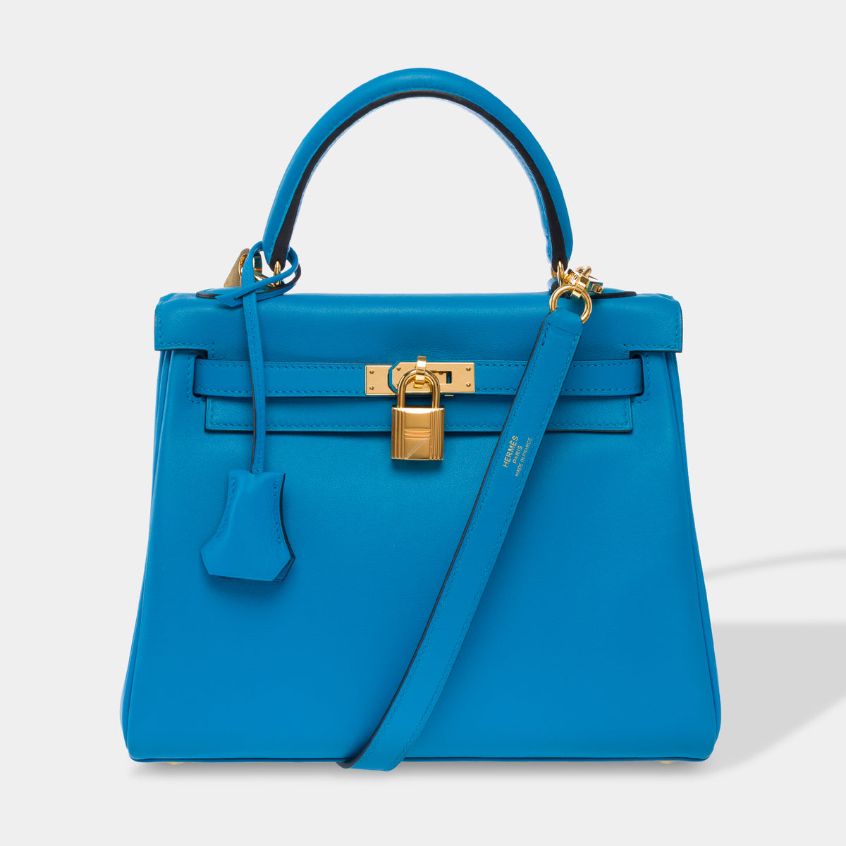 Sac HERMES Kelly 25 en Cuir Bleu - 103990