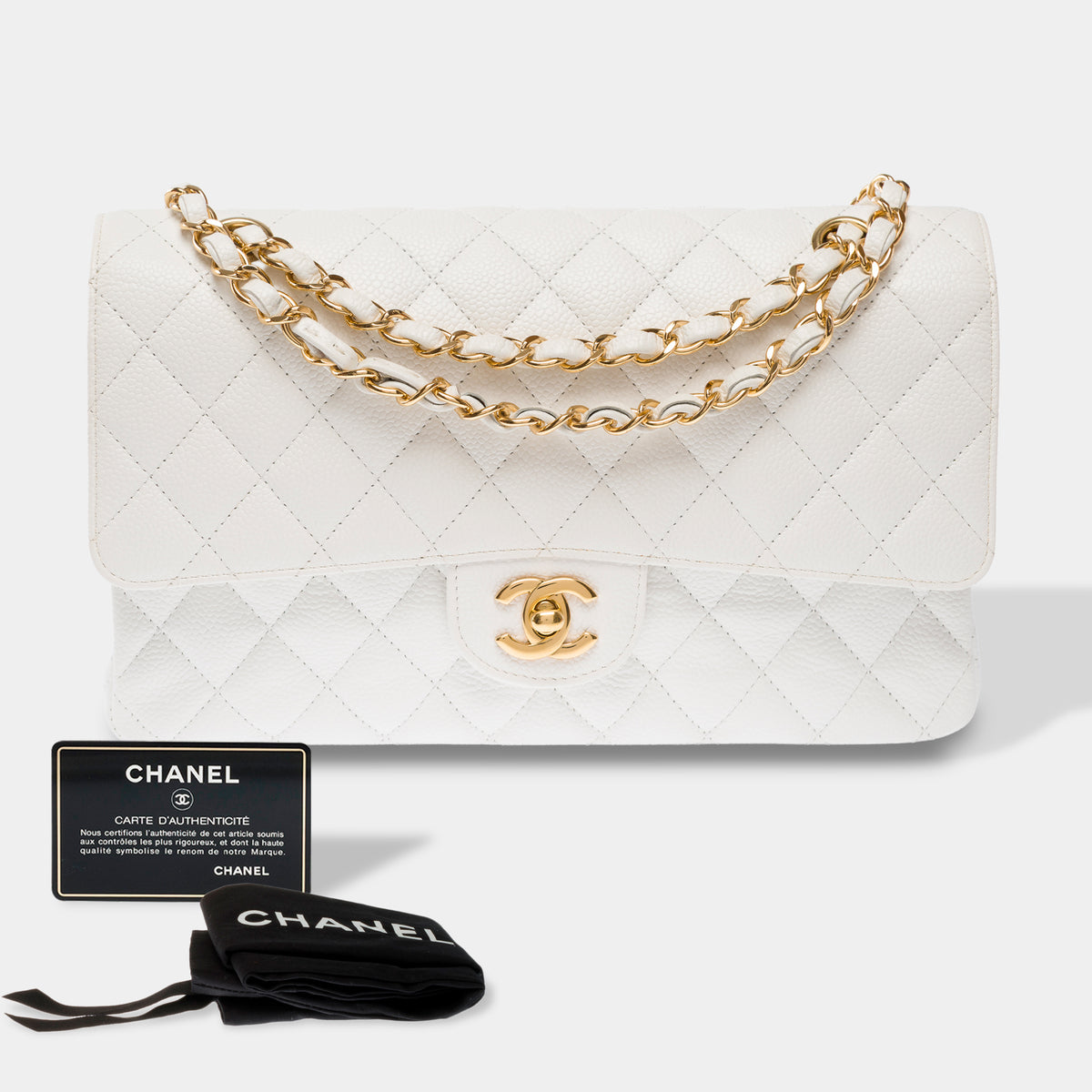 Sac CHANEL Timeless/Classique en Cuir Blanc - 103979