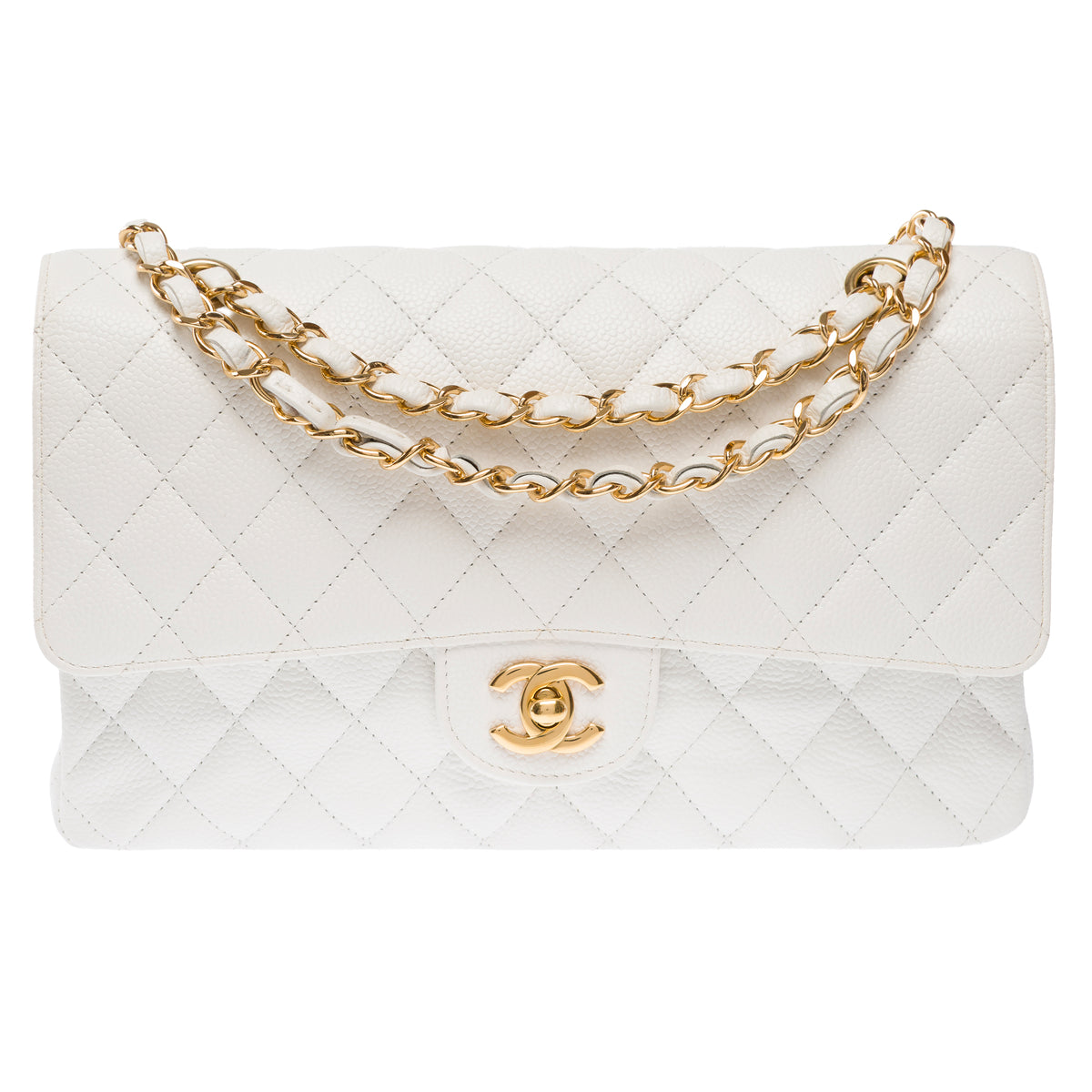 Sac CHANEL Timeless/Classique en Cuir Blanc - 103979