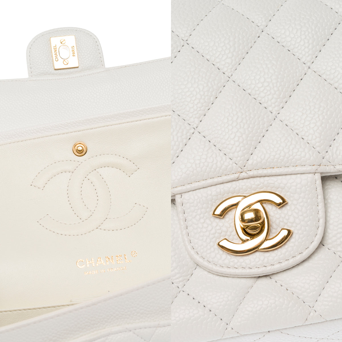 Sac CHANEL Timeless/Classique en Cuir Blanc - 103979