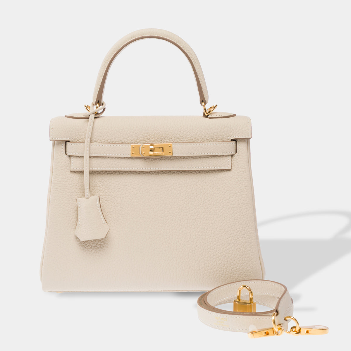 Sac HERMES Kelly 25 en Cuir Blanc - 103993