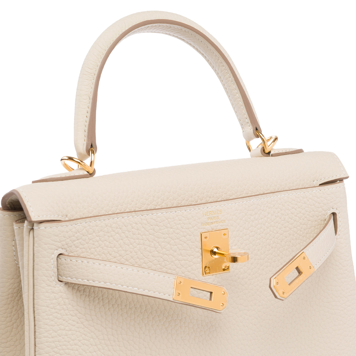 Sac HERMES Kelly 25 en Cuir Blanc - 103993