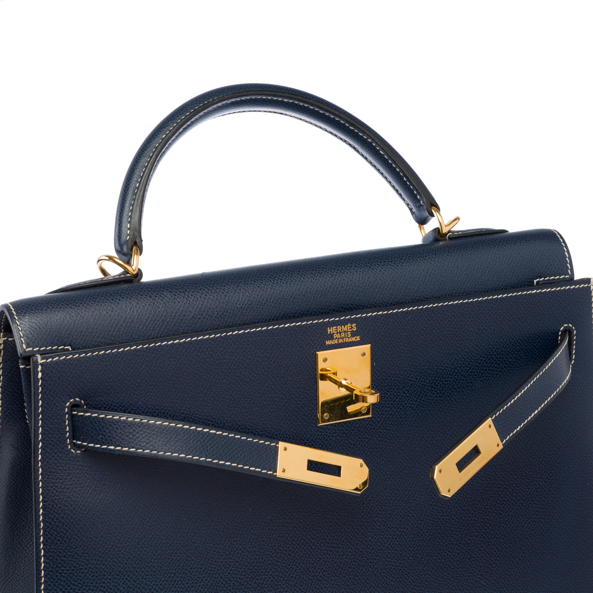 Sac HERMES Kelly 32 en Cuir Bleu Marine - 103998