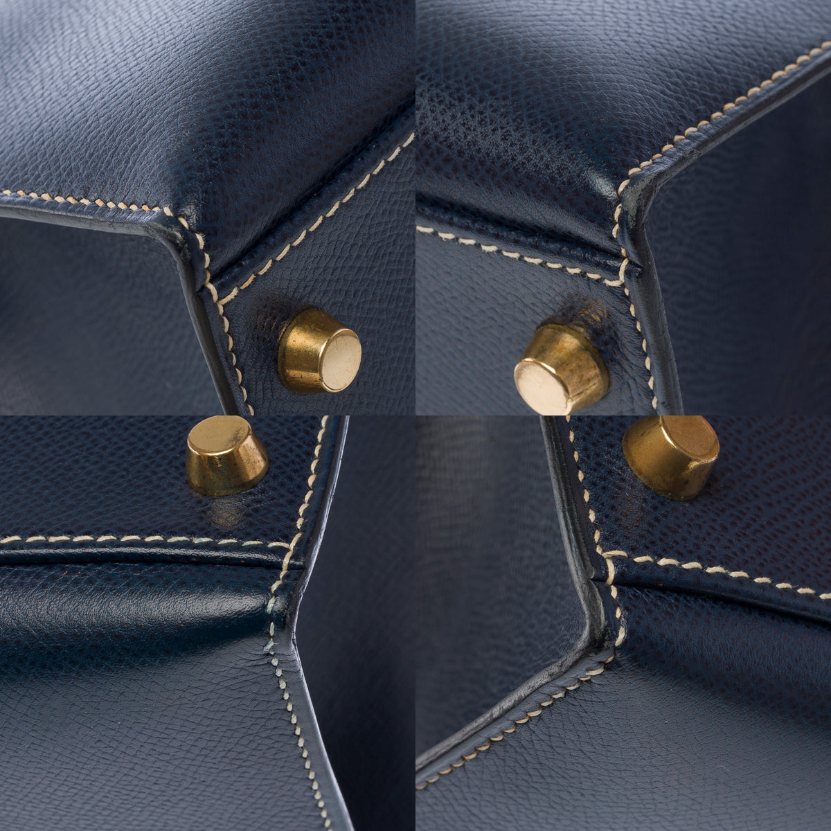Sac HERMES Kelly 32 en Cuir Bleu Marine - 103998