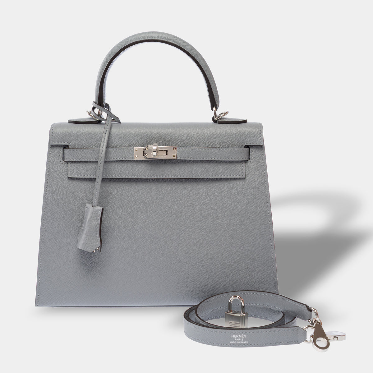 Sac HERMES Kelly 25 en Cuir Gris - 104004