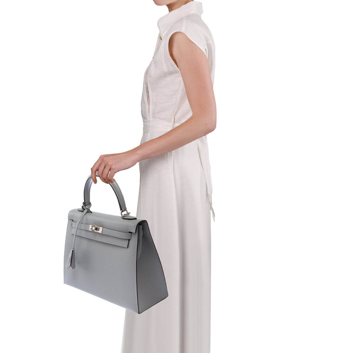 Sac HERMES Kelly 25 en Cuir Gris - 104004