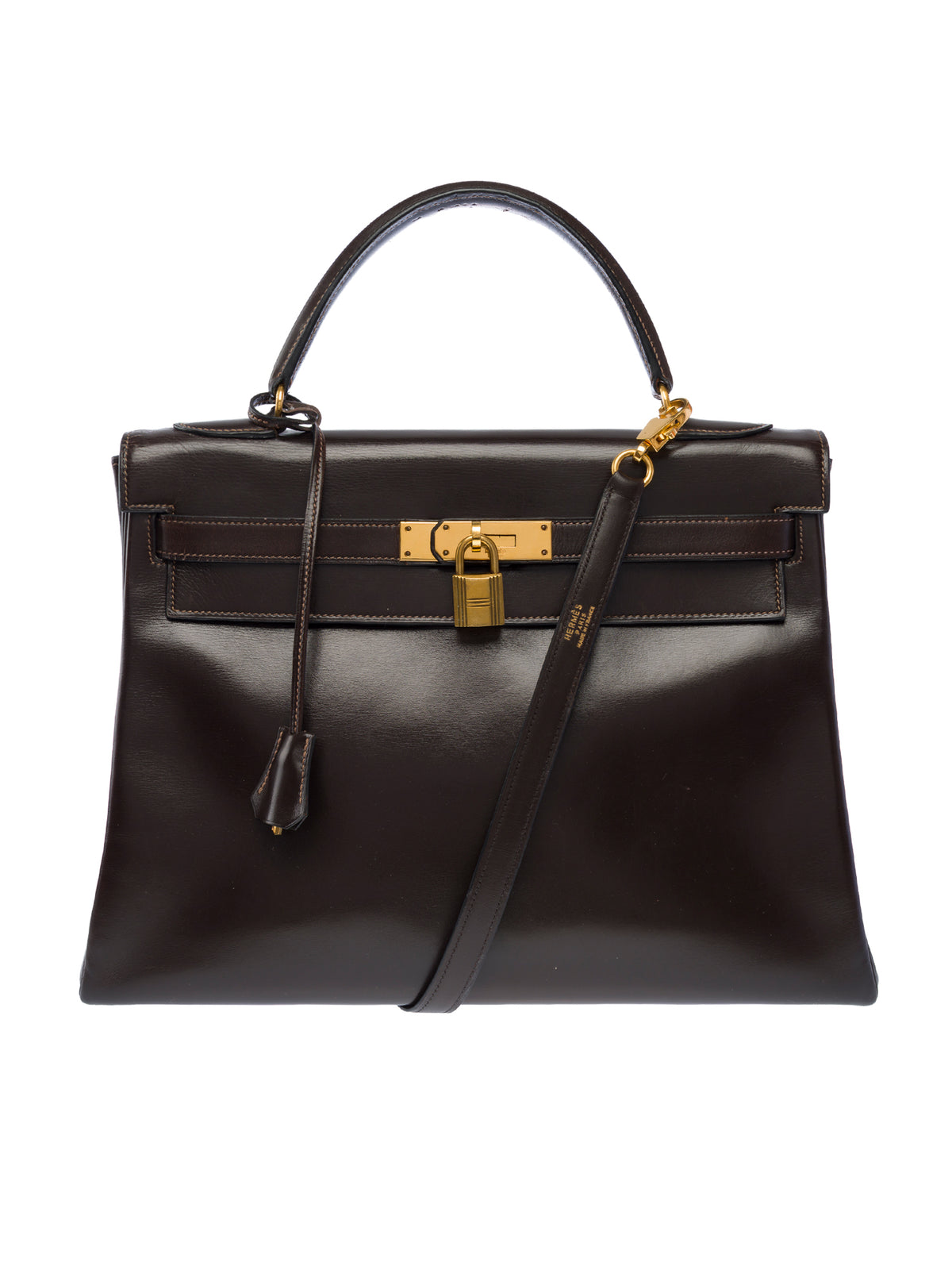 Sac HERMES Kelly 32 en Cuir Marron - 104021