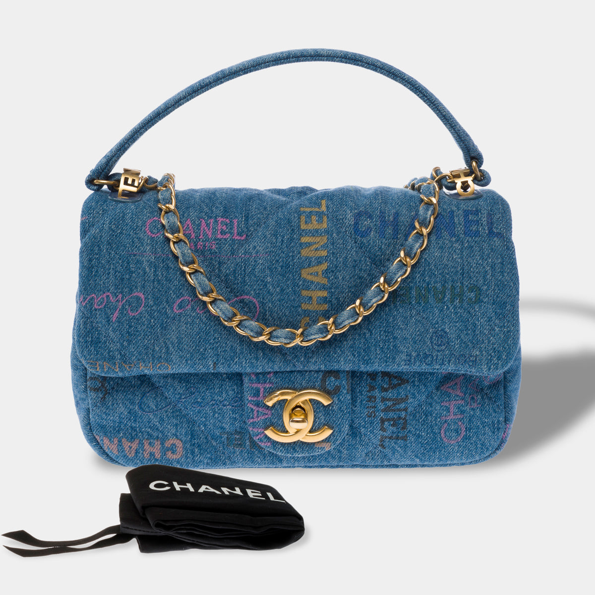Sac CHANEL Timeless/Classique en Denim Bleu - 104024