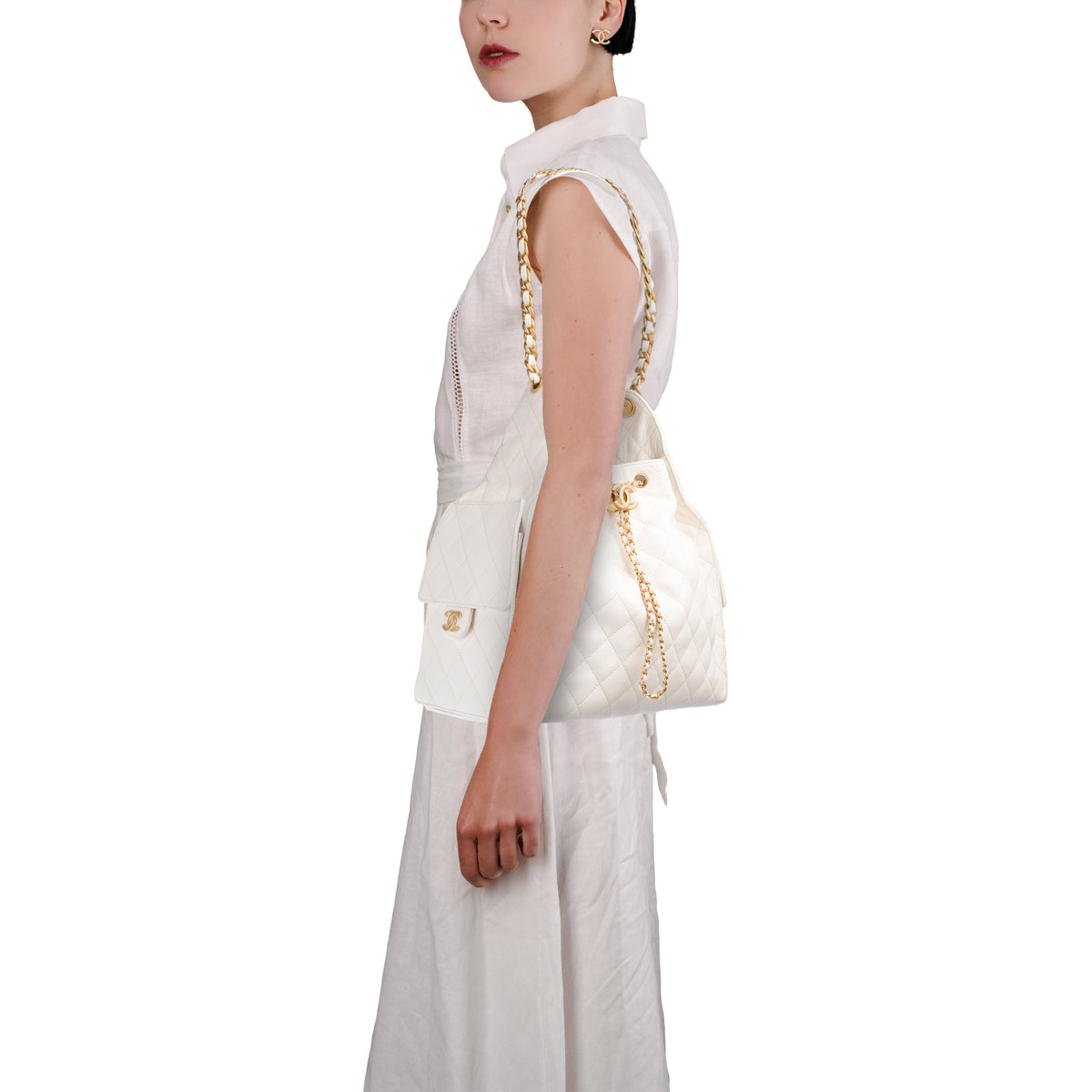 Sac CHANEL en Cuir Blanc - 104026
