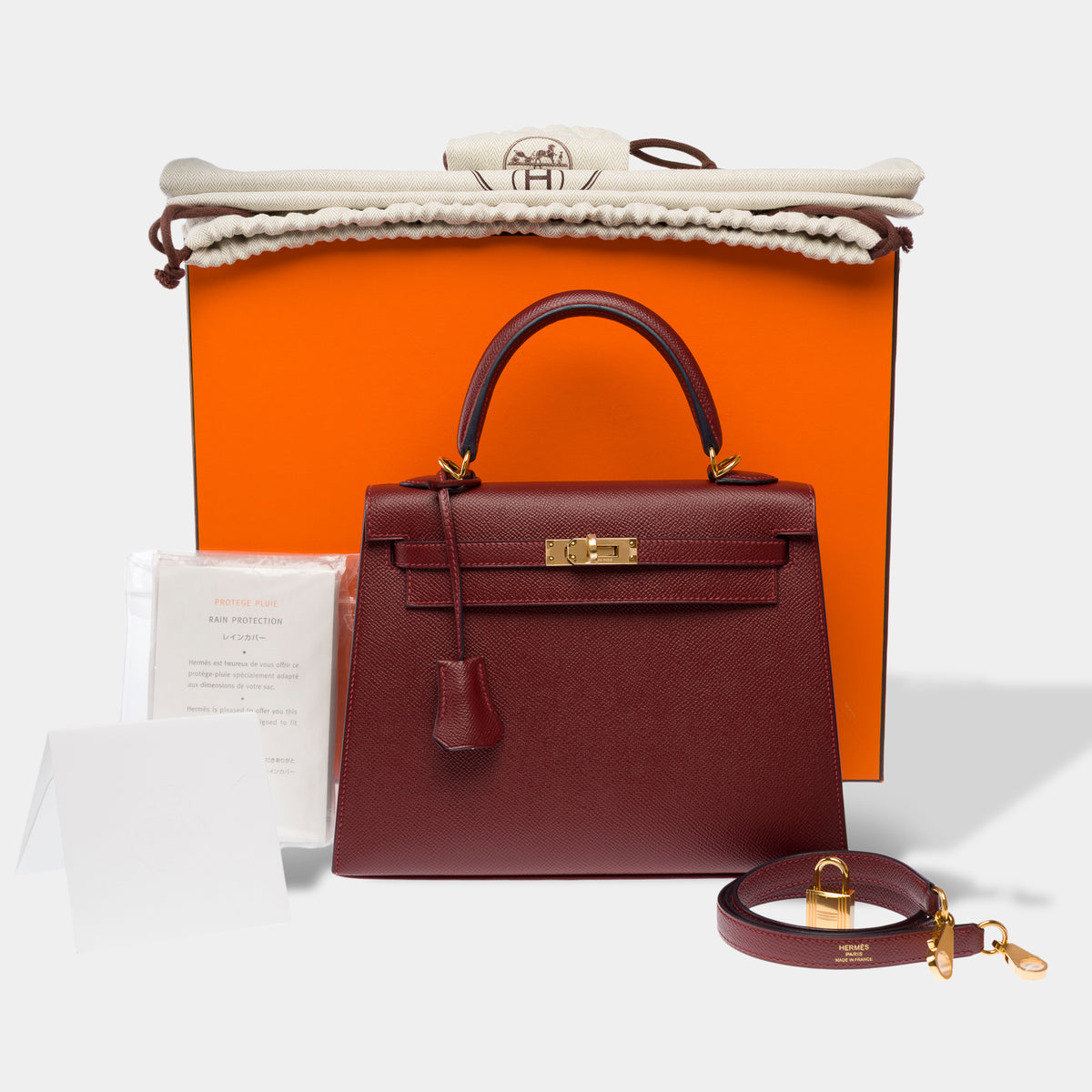 Sac HERMES Kelly 25 en Cuir Rouge - 104044