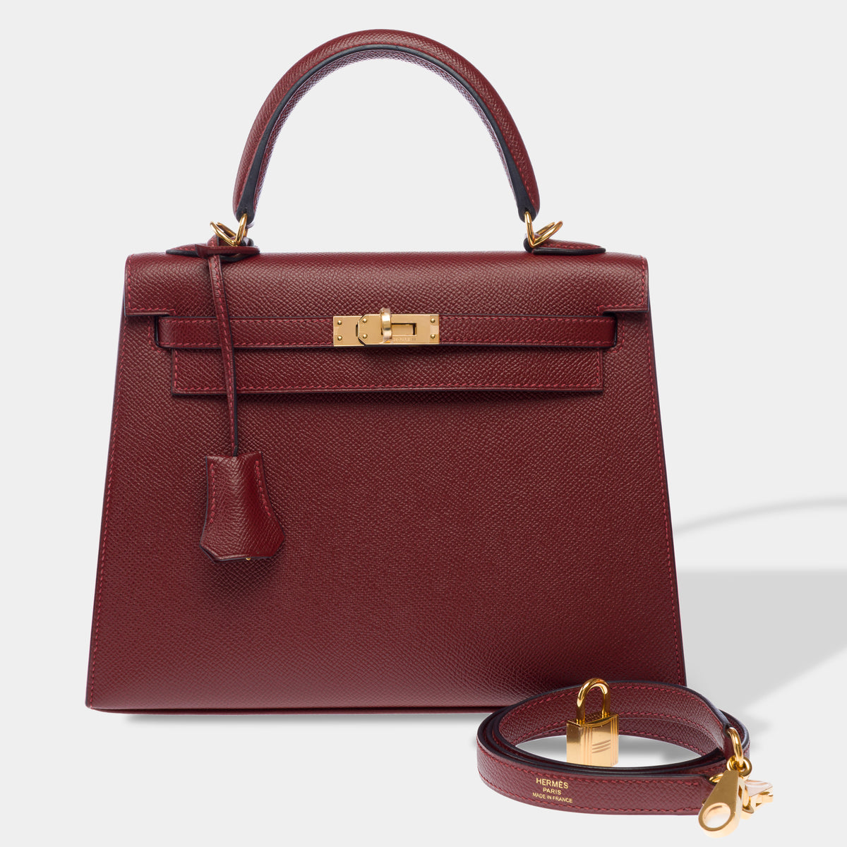 Sac HERMES Kelly 25 en Cuir Rouge - 104044