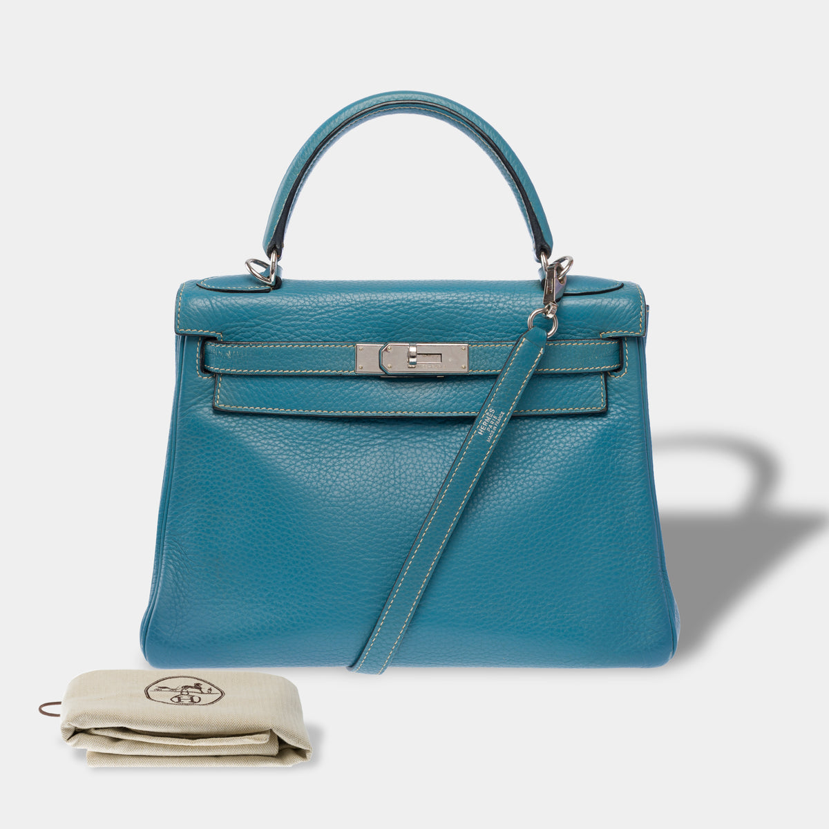Sac HERMES Kelly 28 en Cuir Bleu - 104041