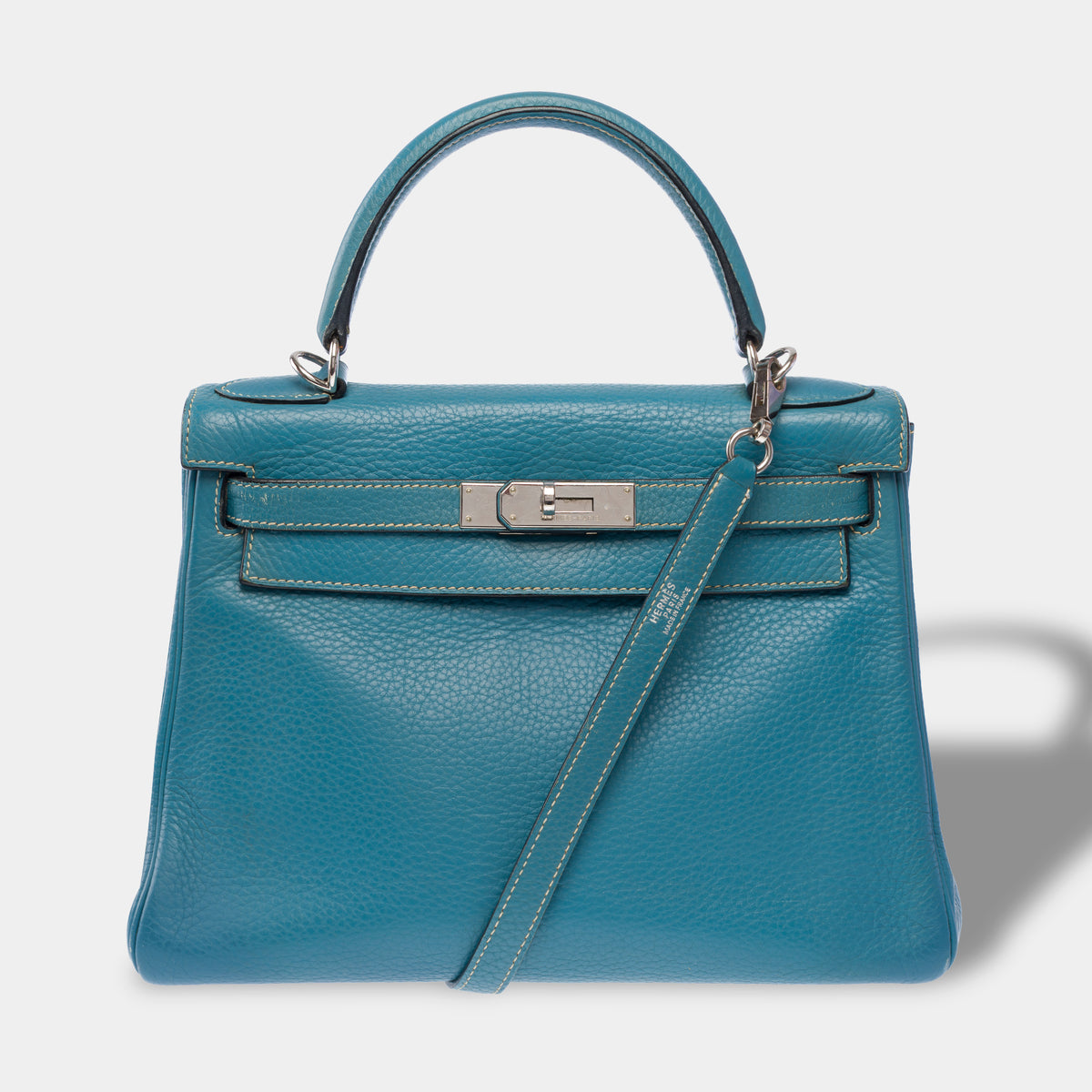 Sac HERMES Kelly 28 en Cuir Bleu - 104041
