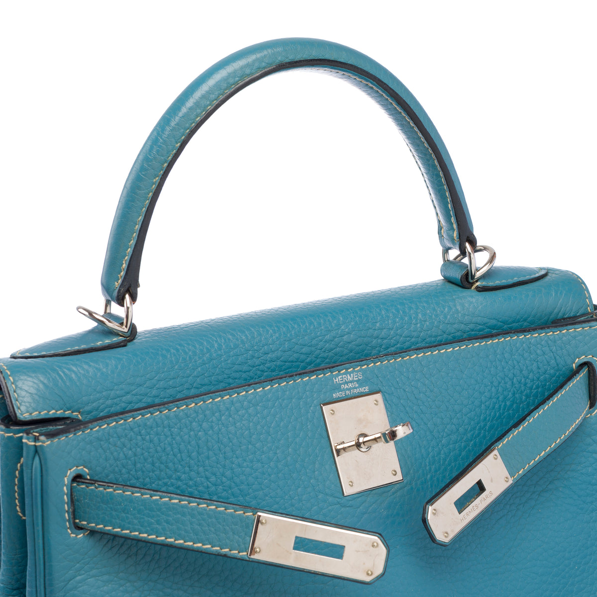 Sac HERMES Kelly 28 en Cuir Bleu - 104041