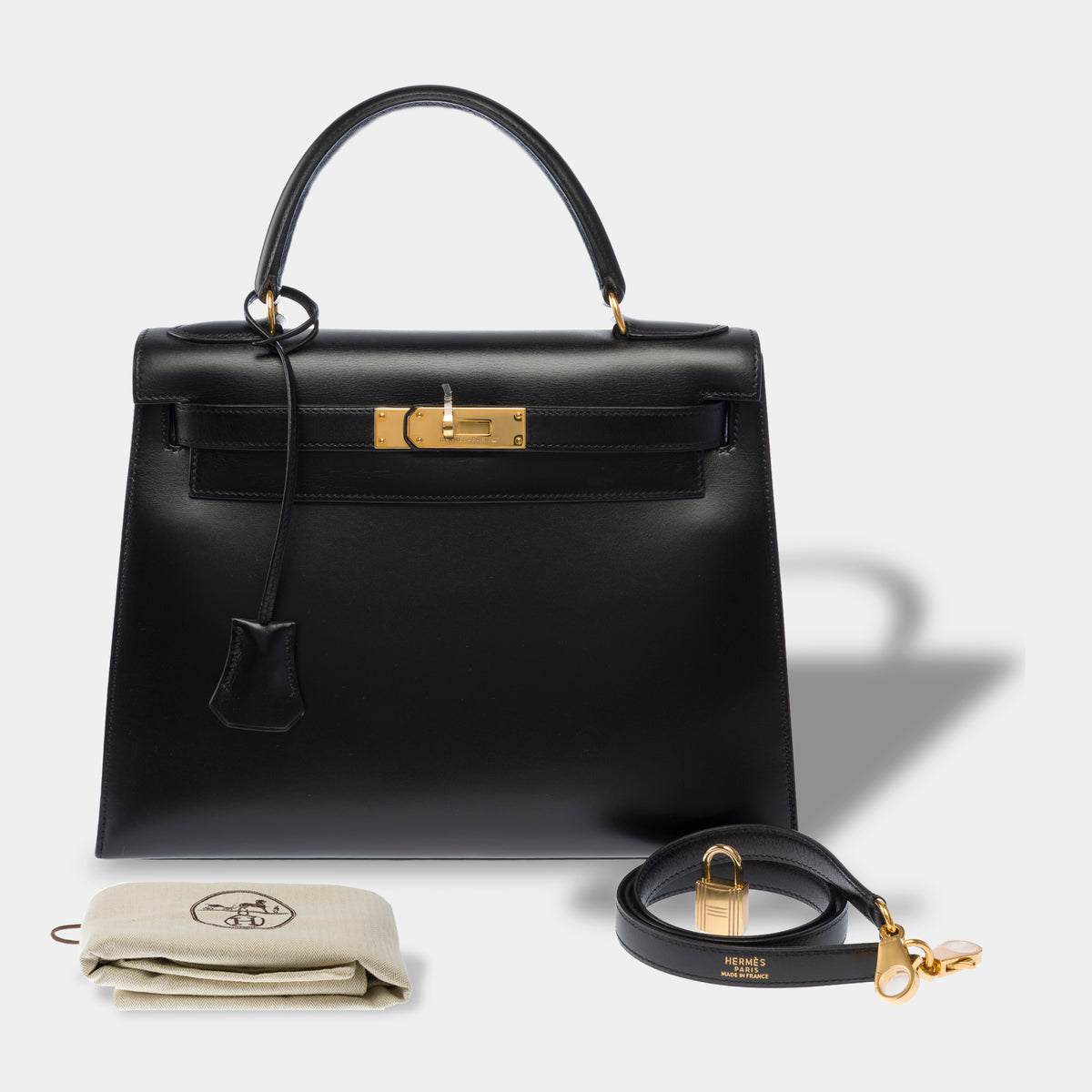 Sac HERMES Kelly 28 en Cuir Noir - 104042