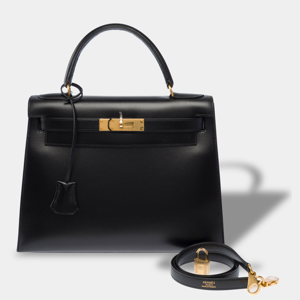 Sac HERMES Kelly 28 en Cuir Noir - 104042