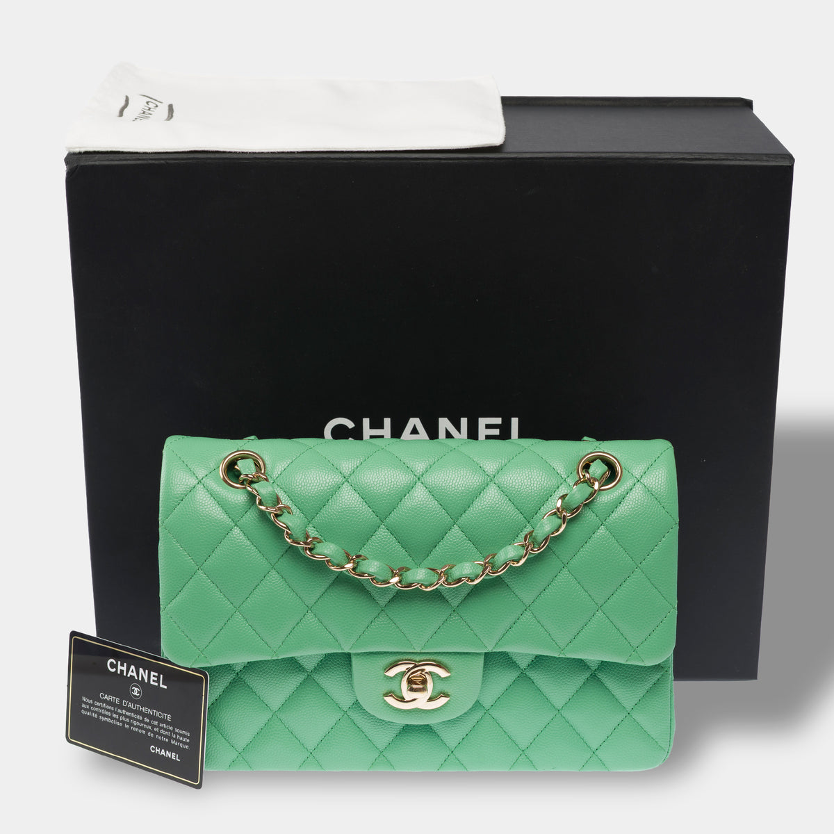 Sac CHANEL Timeless/Classique en Cuir Vert - 104053