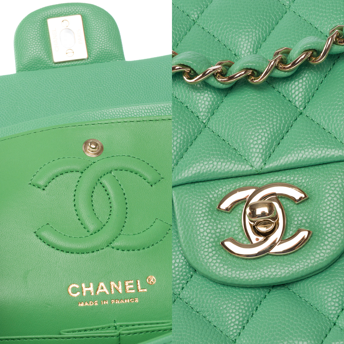 Sac CHANEL Timeless/Classique en Cuir Vert - 104053