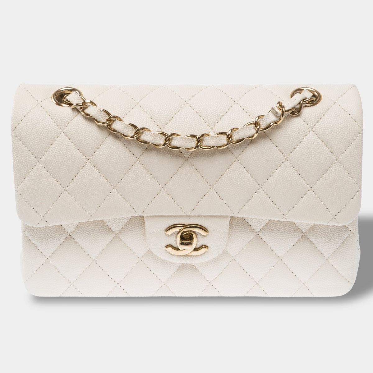 Sac CHANEL Timeless/Classique en Cuir Blanc - 104050