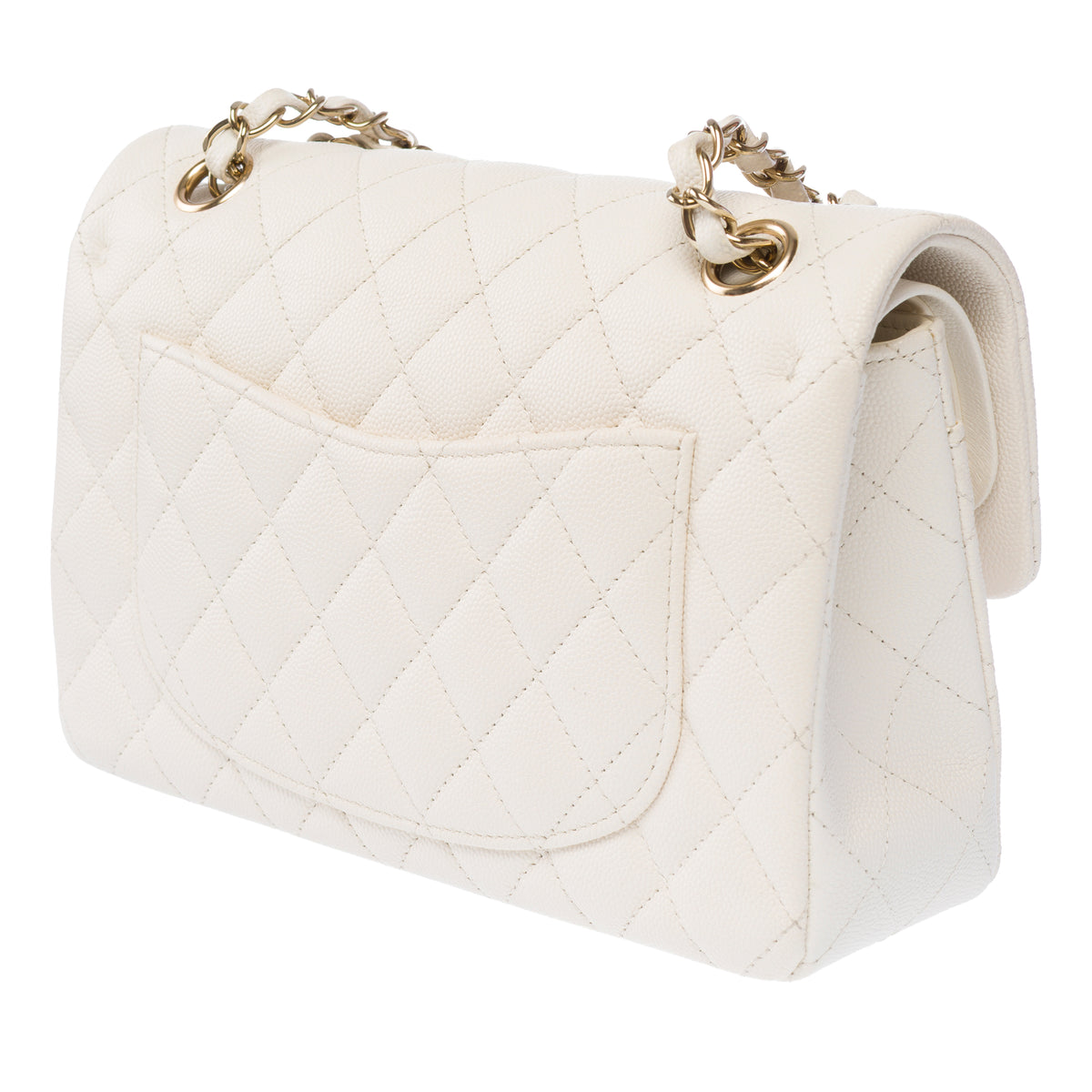 Sac CHANEL Timeless/Classique en Cuir Blanc - 104050