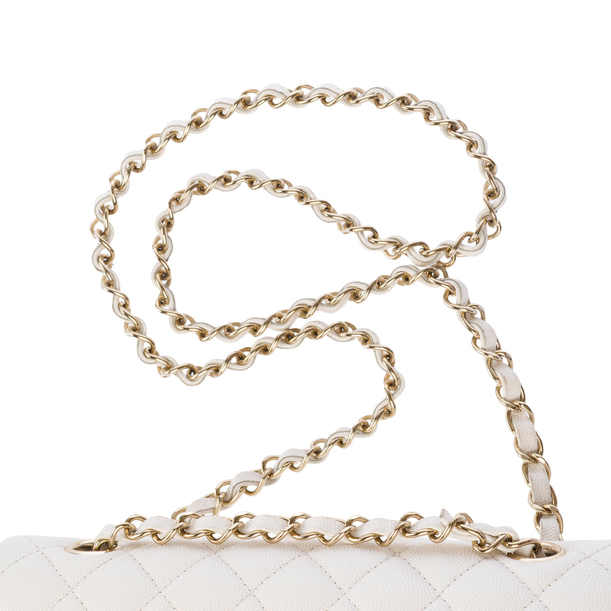 Sac CHANEL Timeless/Classique en Cuir Blanc - 104050