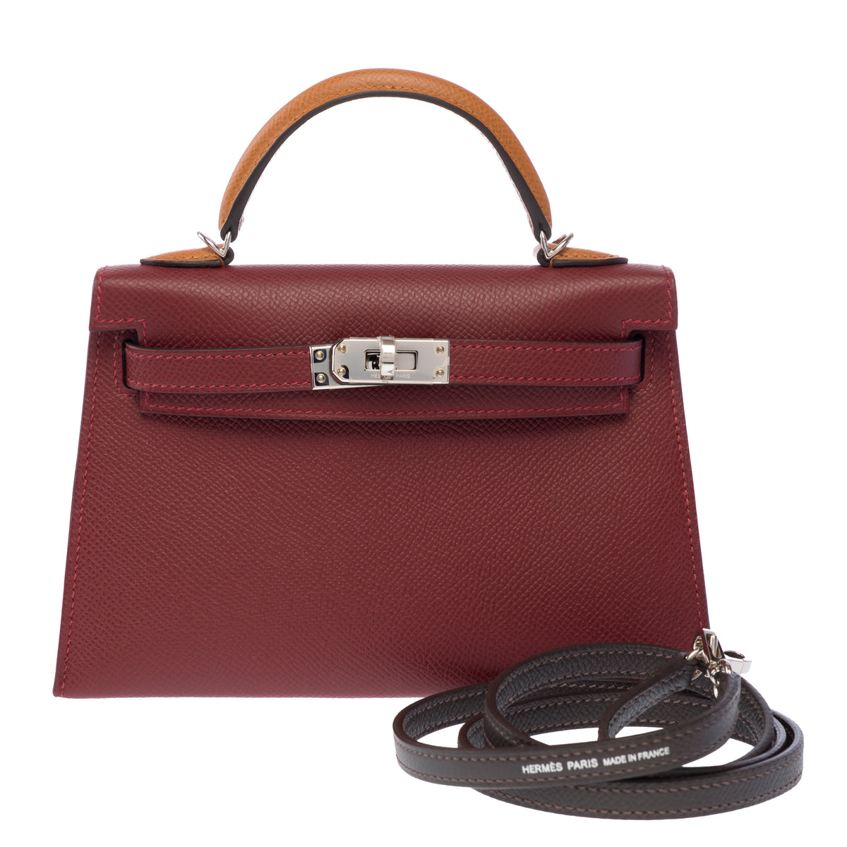 Sac HERMES Kelly Mini en Cuir Rouge - 104072