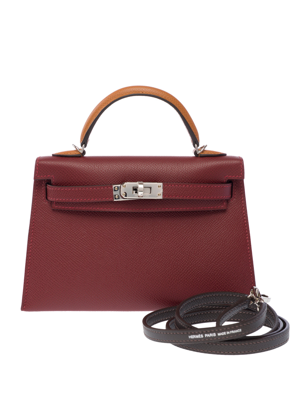 Sac HERMES Kelly Mini en Cuir Rouge - 104072